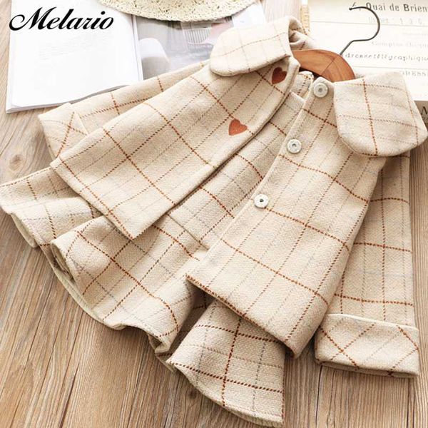 

melario 2020 new fashion 2 pieces baby girls clothing set coat pleated dress spring winter fashion children costume plaid clot, Red;yellow
