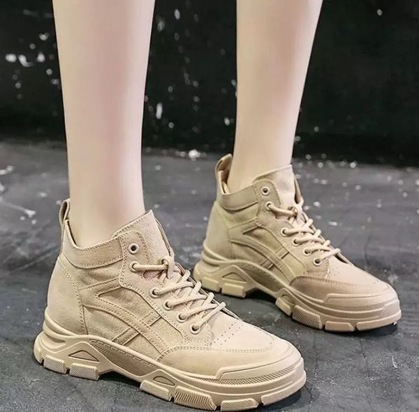 

2020 ankle boots womens thick-soled shoes canvas retro casual motorcycle fashion high-platform female ankle boots shoes new, Black