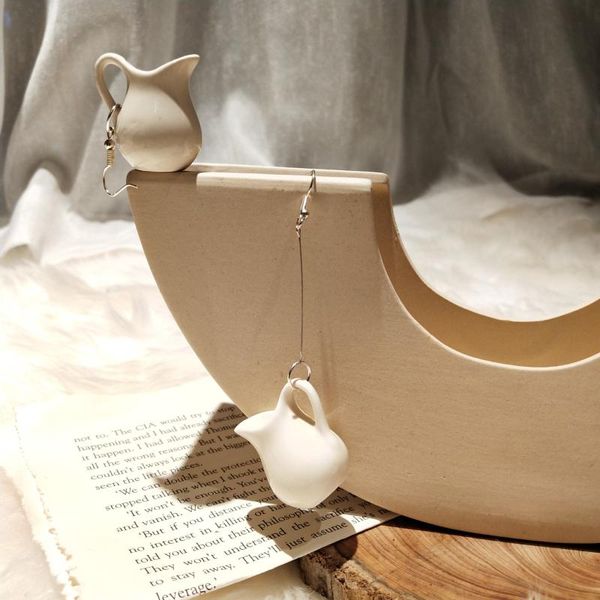 

fashion vintage irregular length mini clay jar dangle earrings women simple design retro earrings female brincos, Silver