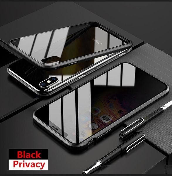 

for iphone 11 pro max magnetic case privacy metal phone case coque 360 magnet prevent-peeping cover for iphone x xr xs epacket