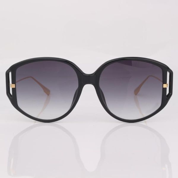 

black oval frame gradient lens fashion women sunglasses cut out side, White;black