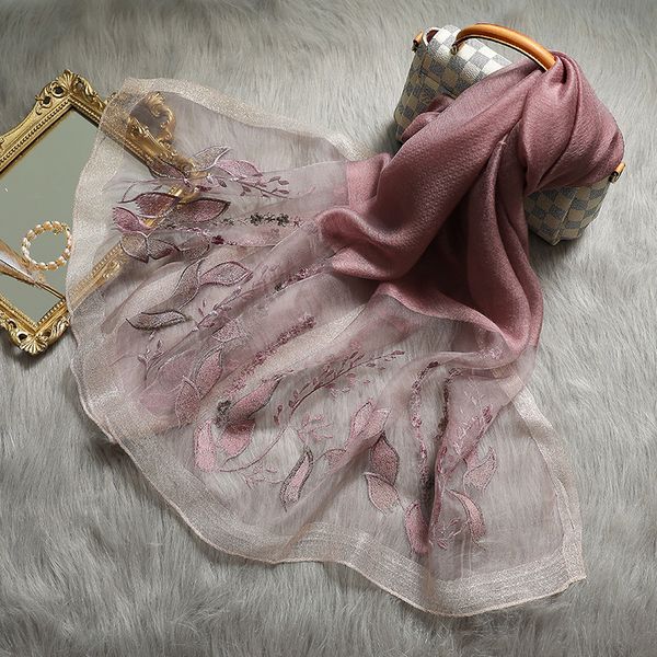 

scarves fashion 2021 silk wool scarf embroidered women shawls and wraps lady travel winter neck hijab, Blue;gray