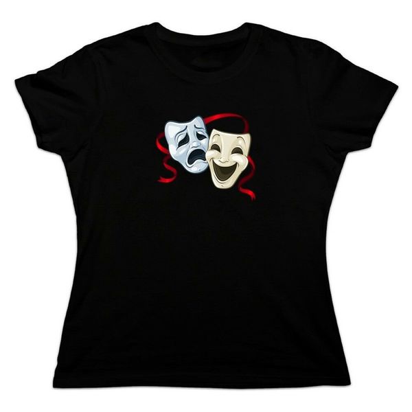

drama comedy tragedy masks theater women's novelty t-shirt funny tee shirt