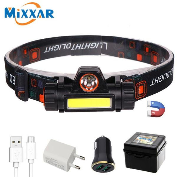 

headlamps zk20 led headlamp waterproof zoomable magnetic usb rechargeable xpe cob 2 headlight built-in 18650 battery