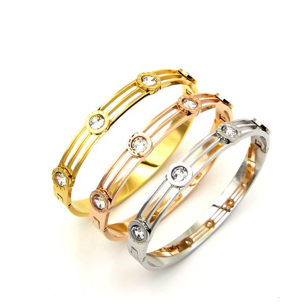 

titanium steel rose gold roman numeral bracelet crystal & bracelet for women fashion jewelry for women, Black