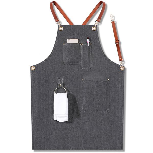 

aprons denim bbq cleaning apron cooking kitchen bib chef florist bartender neutral cowboy antifouling waiter