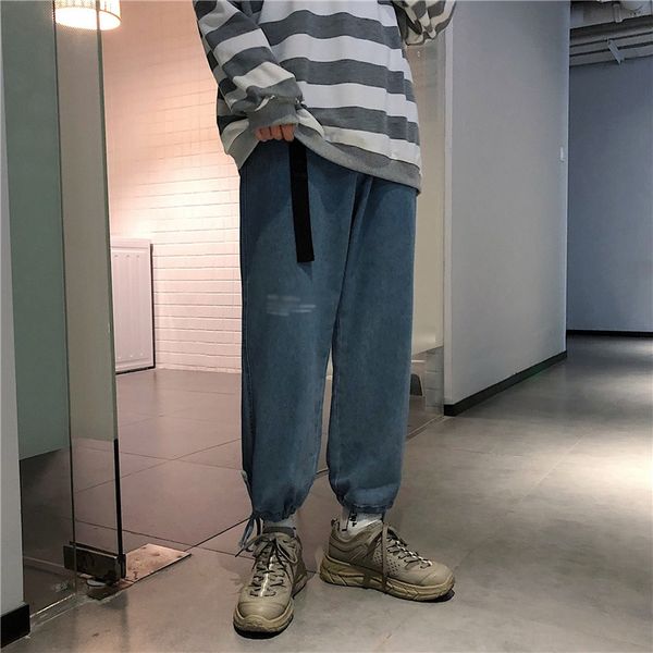 

2020 pendant trousers and trousers straight jeans men's loose versatile wide-leg korean stylish casual pendant is bundles foot ankle-le, Blue