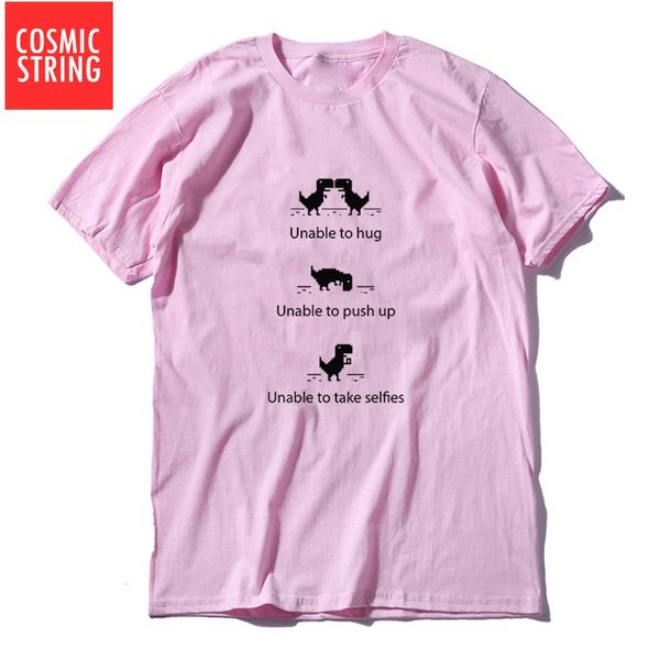 

cosmic string 100% cotton summer loose you are off line dino print men t shirt casual o-neck men tshirt cool knitted t-shirt