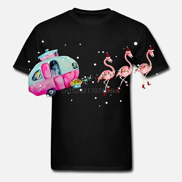 

мужчины тенниска santa go camping с flamingo рождество женщины футболку