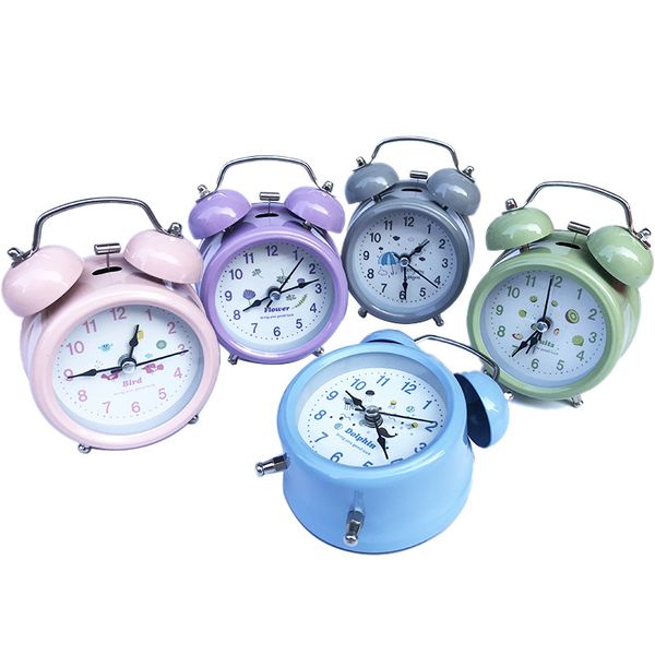 

3 inches metal bell alarm clock super quiet movement nordic fashion fresh light color grade alarm clock