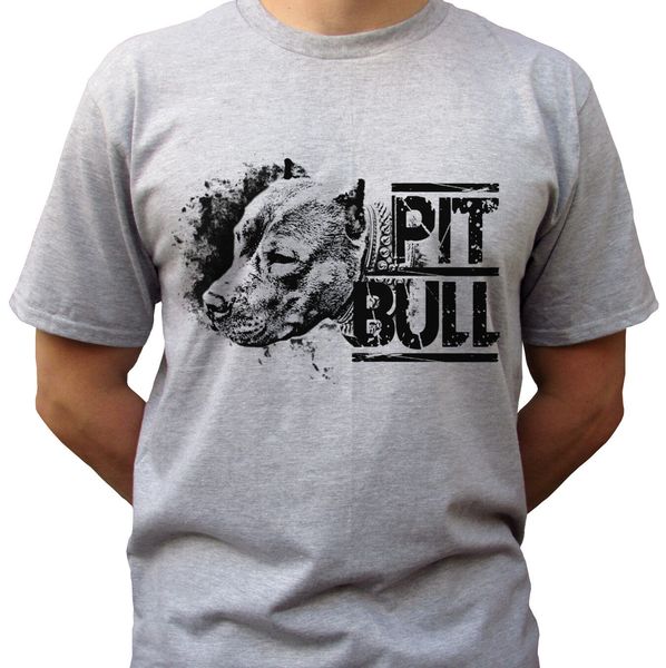 

2019 fashion pitbull grey t shirt pit bull tee dog design tees