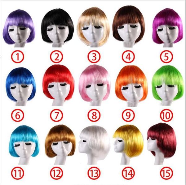 

бесплатная доставка крест специально для маскарада партии студенты волосы cos cos qiliu bobo голова короткие прямые волосы девушка, Black