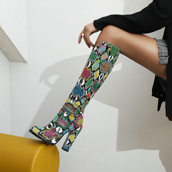 

shoes boots women new 2020 platform luxury designer winter footwear thigh high heels high round toe, Black