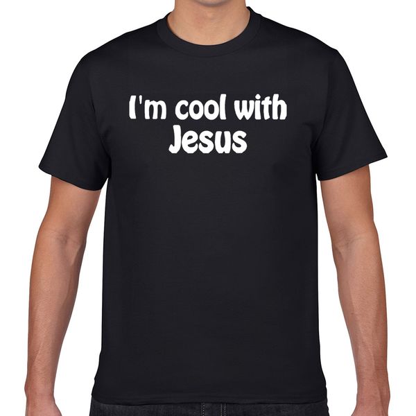 

t shirt men i m cool with jesus humor white geek custom male tshirt xxxl
