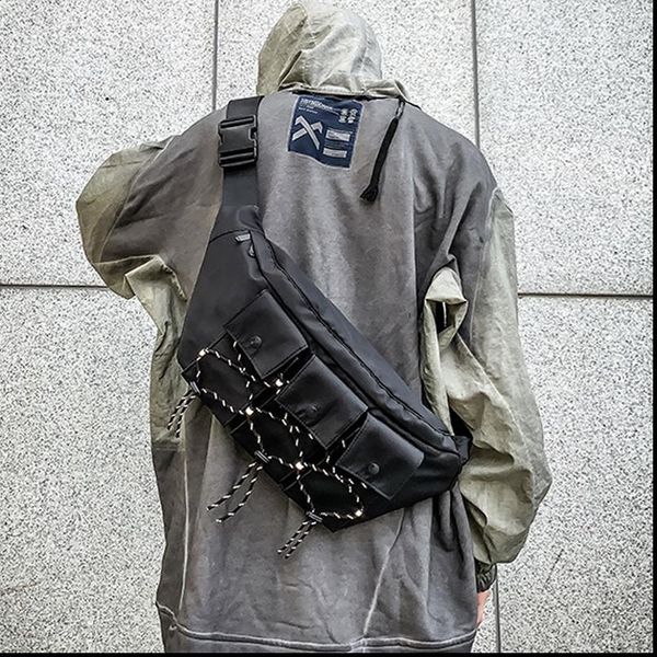 

men function tactical chest bag reflective male messenger bag female phone shoulder bags women chest pack high capacity pockets