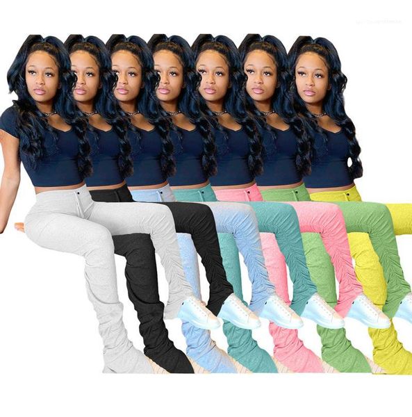 

pants new slim ladies sell clothing solid color women stacked pants fashion casual accumulation stacked leggings, Black;white