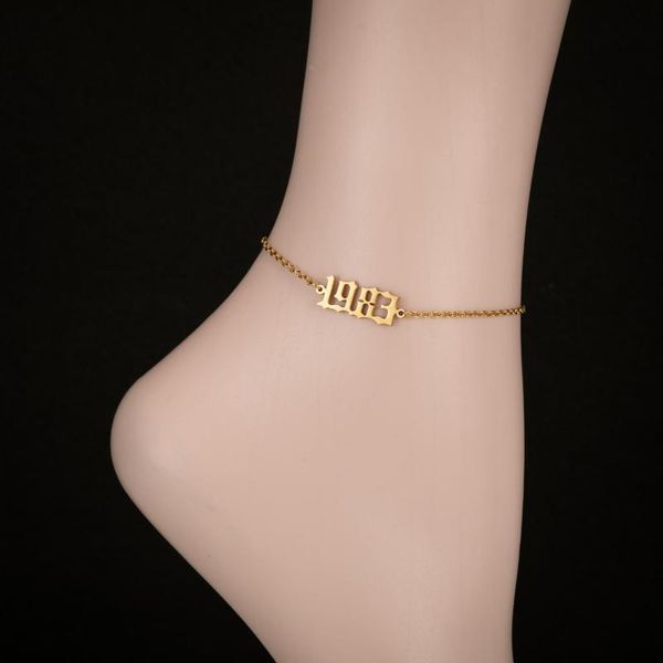 

cool birth year number 1980-2000 stainless steel anklets couples birthday gift cross border ornament, Red;blue