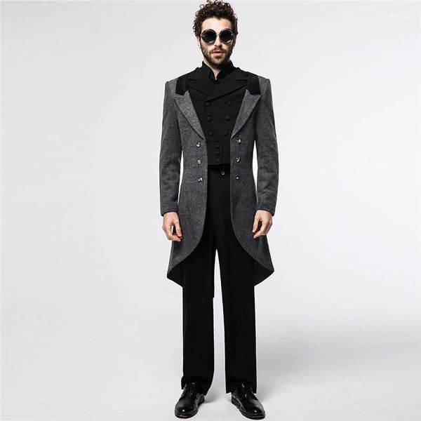 

coats homme clothing winter slim casual apparel mens designer patchwork split wools long sleeved single breasted, Black