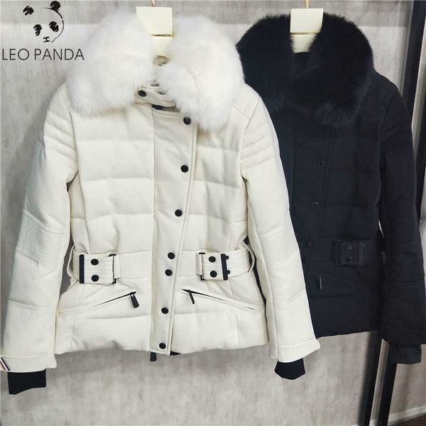 

new new style down coats genuine fur outdoor ski down jacket black and white color jackets