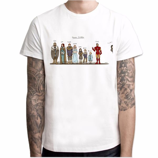 

funny cartoon design house stark t shirt men game of thrones t shirt summer male casual tee unisex