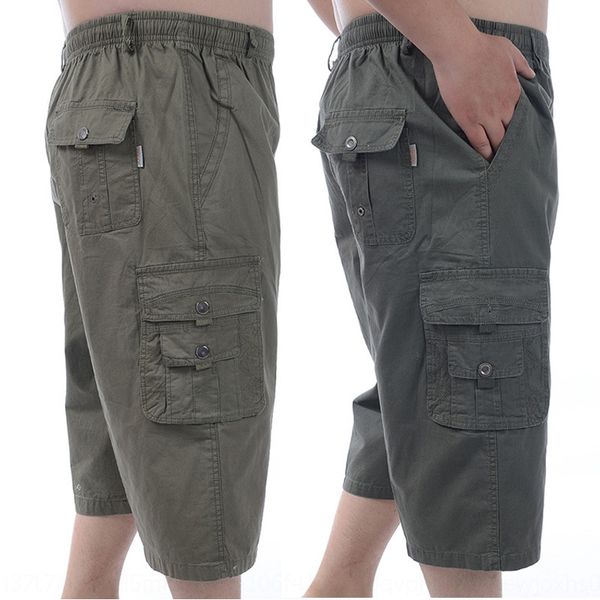 

summer middle-aged men's large size casual cropped dad work clothes and shorts fat workwear loose large size sports shorts jrixe, Blue