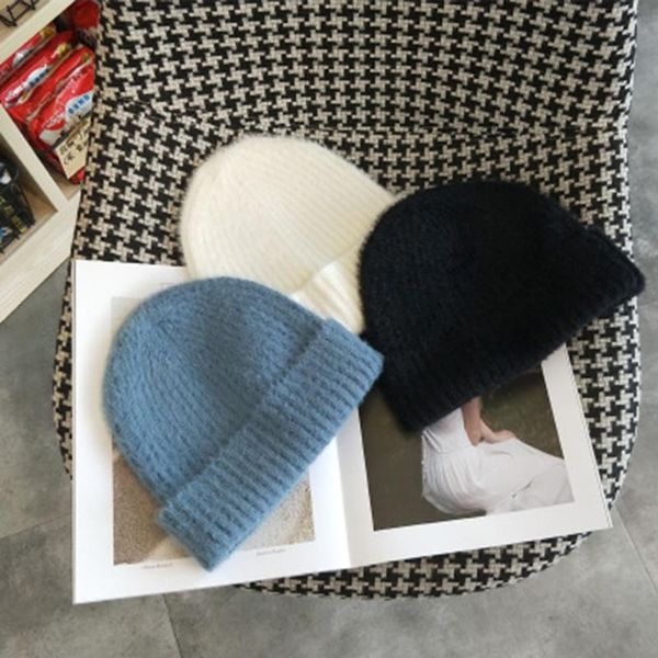 

beanies autumn and winter black white two-color wool hat warm knitted ski hooded clothing short version l9