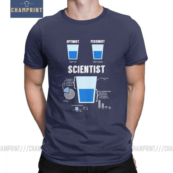 

оптимист пессимист scientist мужчины t-shirt наука забавная физика шею с коротким рукавом одежда хлопок тис gift idea t shirt