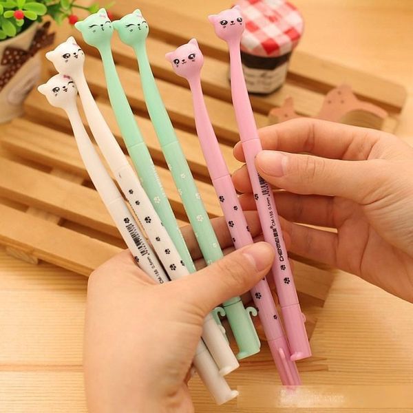 

4 colors 0.5mm cute plastic black ink gel pen cartoon cat pens for school writing office supplies stationery favors