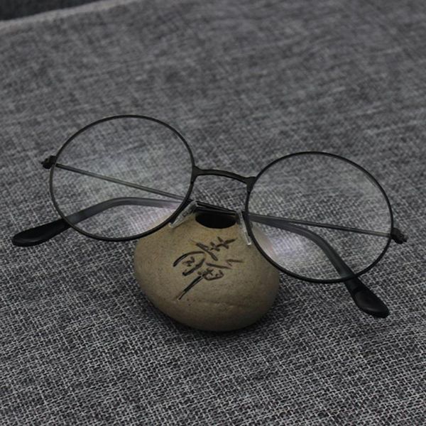 

fashion sunglasses frames vintage round glasses metal frame reading eyeglasses personality college style eye eyeglass clear lens, Black