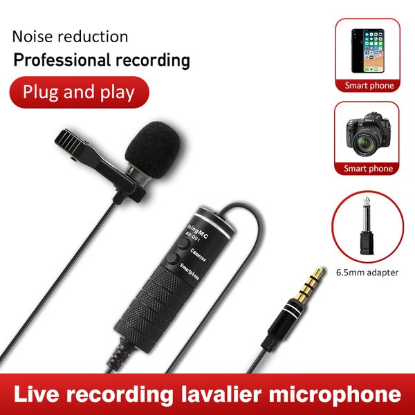 

lavalier microphone mb-q01 6m clip-on mini micro audio 3.5mm collar condenser lapel mic for recording canon dslr cameras