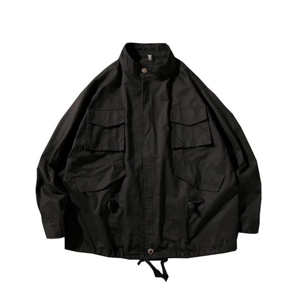 

2020 men's spring and summer new jacket spring trend tooling jacket male drawstring large size loose casual 5xl, Black;brown