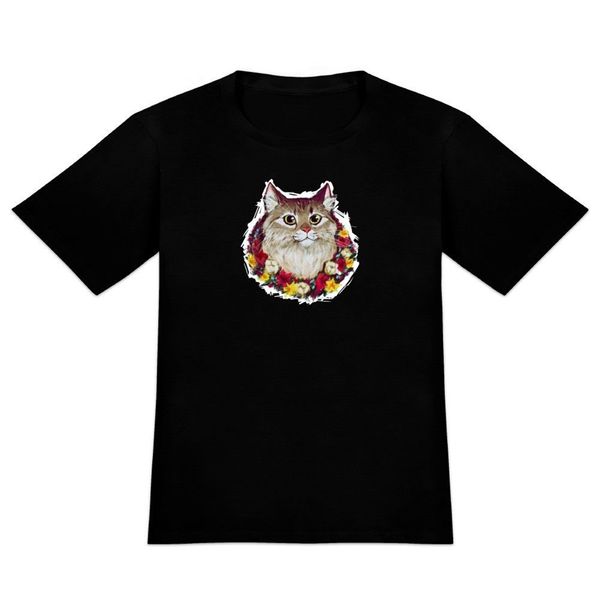 

painted tabby with flowers men's novelty t-shirt birthday gift tee shirt