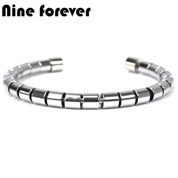 

nine forever natural stone beads bracelet men jewelry stainless steel bracelets & bangles for women pulseira masculina hematite, Black