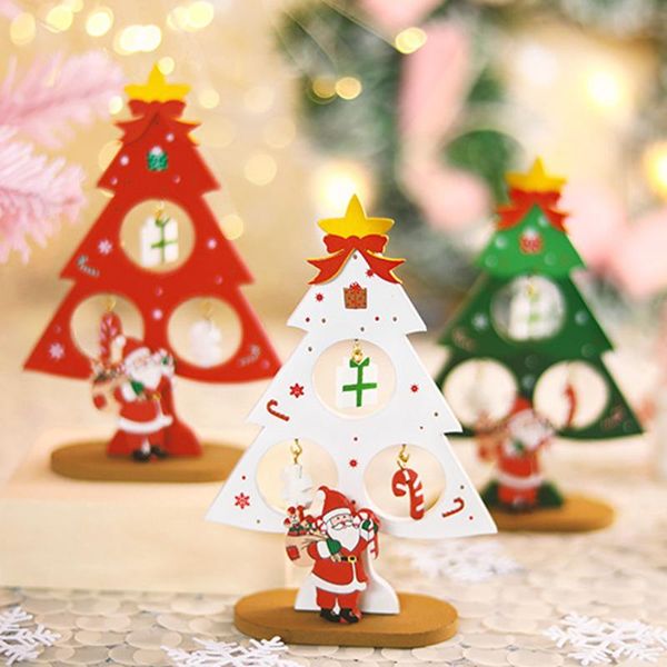 

christmas decorations wooden tree diy children's gifts deskmini fairy garden decoration holiday ornaments craft kids
