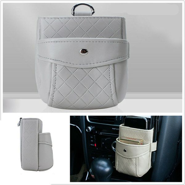 

car storage case auto outlet air vent seat back hanging pu leather organizer phone holder pouch coin bag auto inner accessories