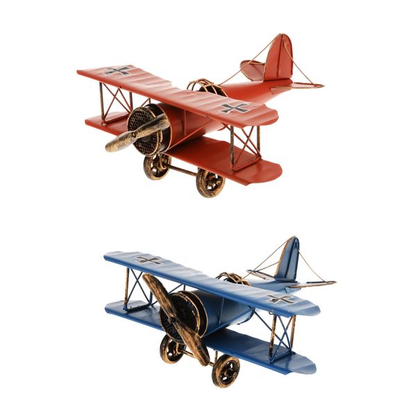

2 pieces vintage metal airplane model glider biplane aircraft model