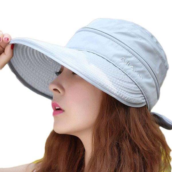 

wide brim hats 2021 ladies sun hat women uv protection summer cap floral design beach, Blue;gray