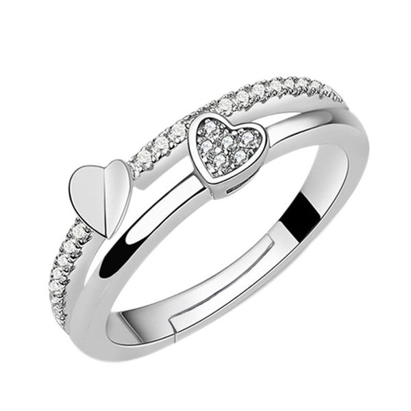 Diamant-Herzring für Damen, offen, verstellbar, Hochzeit, Verlobungsringe, Modeschmuck, Geschenk