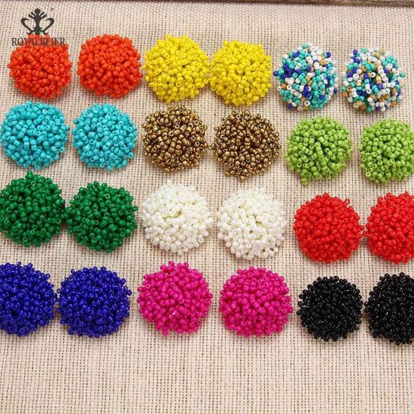 

stud bohemian geometric earrings ethnic style multicolor resin handmade beaded women's beads fashion jewelry, Golden;silver
