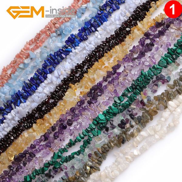 

3-8mm natural stone beads chips for jewelry making 34"(red garnet aquamarines fluorite lapis lazuli citrines moonstone