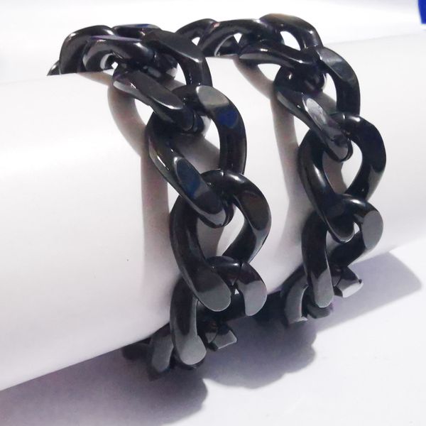 

15mm wide huge heavy stainless steel black curb link chain necklace for mens gifts 18-32 inch choose .xmas gifts birthdays gifts great, Silver