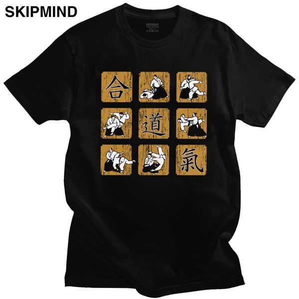 

городские grunge проблемные aikido dojo tshirt мужчины короткие рукава японский единоборства tshirt монтажн мягкий хлопок досуг tee shirt