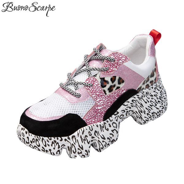 

leopard platform women sneakers glitter bling lace up ladies shoes thick sole patchwork girls sneakers animal print sneakers, Black