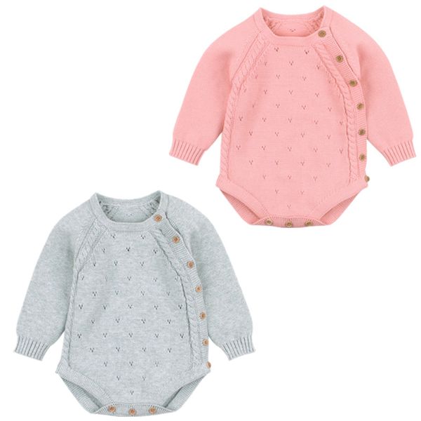

rompers fashion 0-18m born infant baby boy girl long sleeve knitted jumpsuit bodysuit overall clothes, Blue