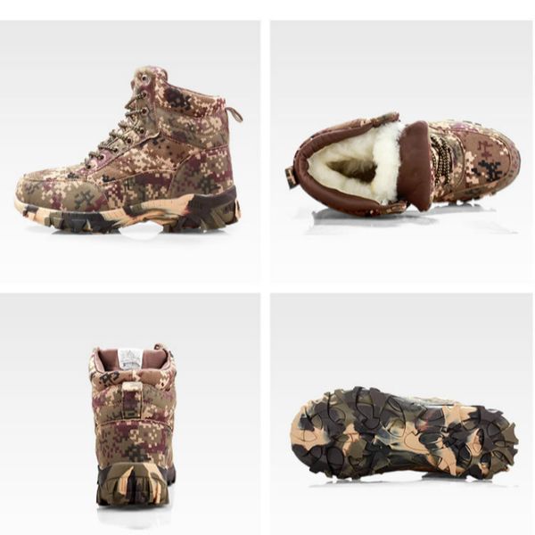 

excargo men's shoes t new 2020 winter cold warm snow boots camouflage fashion men's shoes high hiking shoesnon-slip wool, Black