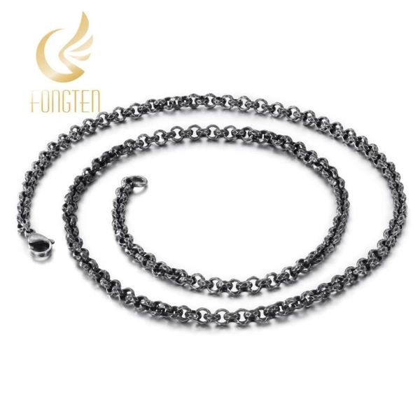 

chains 5mm vintage color round cruz chain long necklace men, Silver