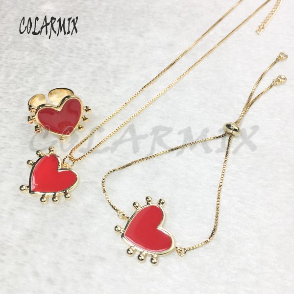 

chains red heart jewelry pendants necklace hear accessories jewels sets for women oil 5631, Silver