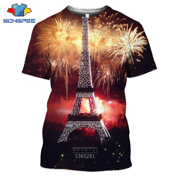

eiffel tower landscape 3d print shirts aesthetic funny graphic men clothing