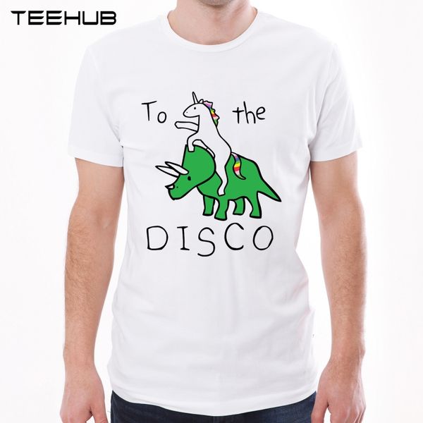 

new arrivals to the disco men t-shirt fashion horse riding tricera printed t shirt short sleeve o-neck funny tee
