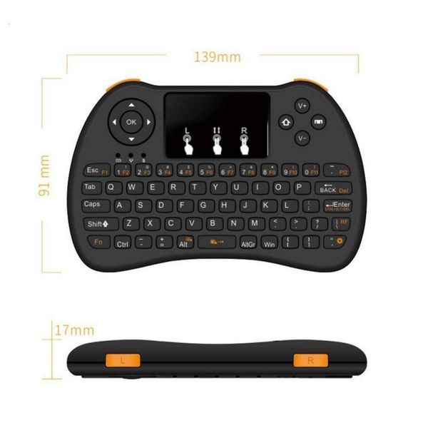 

h9 wireless backlit keyboard fly air mouse backlight multi-media remote control touchpad for x96 mini android tv box